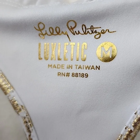 Lilly Pulitzer Luxletic gold and white sports bra - Picture 3 of 3